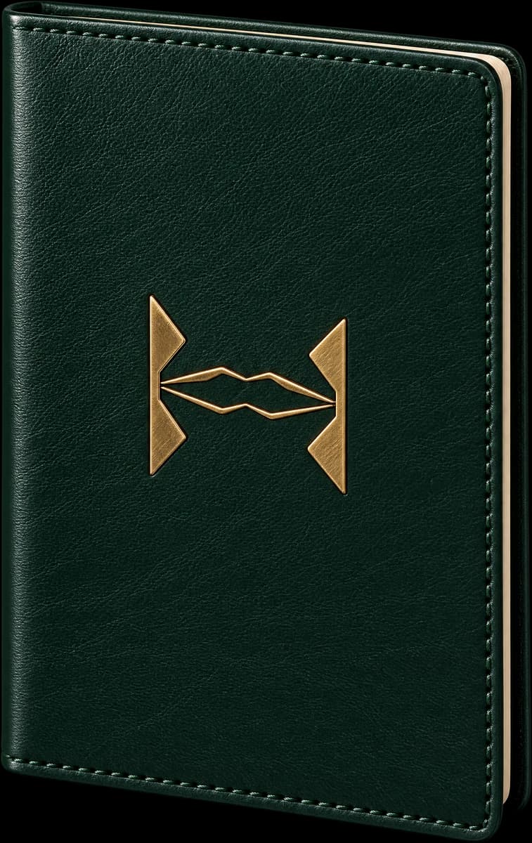 A deep green Buyer Passport booklet with a brass Heirloom seal on the cover